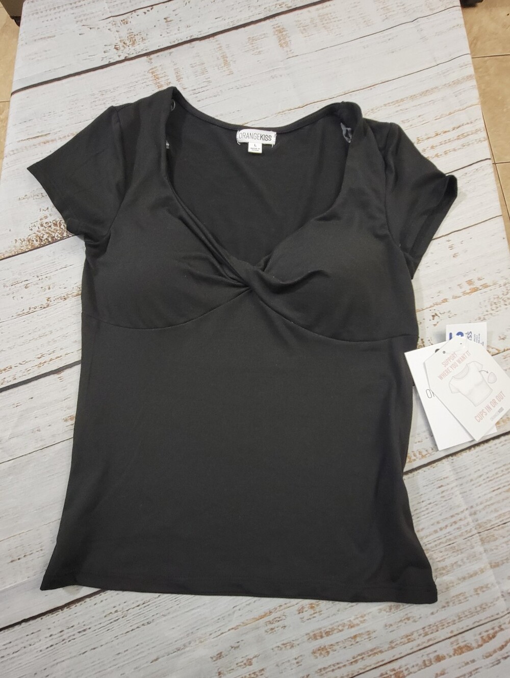 Black Twist-Front Women's Top